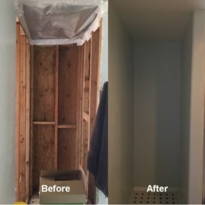 Drywall repair before and after pics by Wall Works