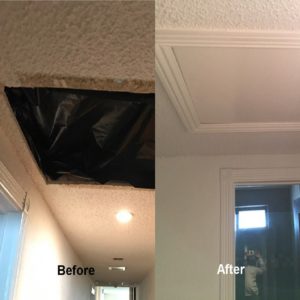 Drywall repair before and after by Wall Works