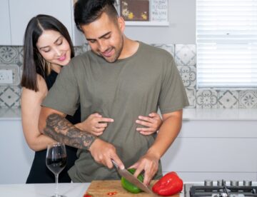couple together in kitchen