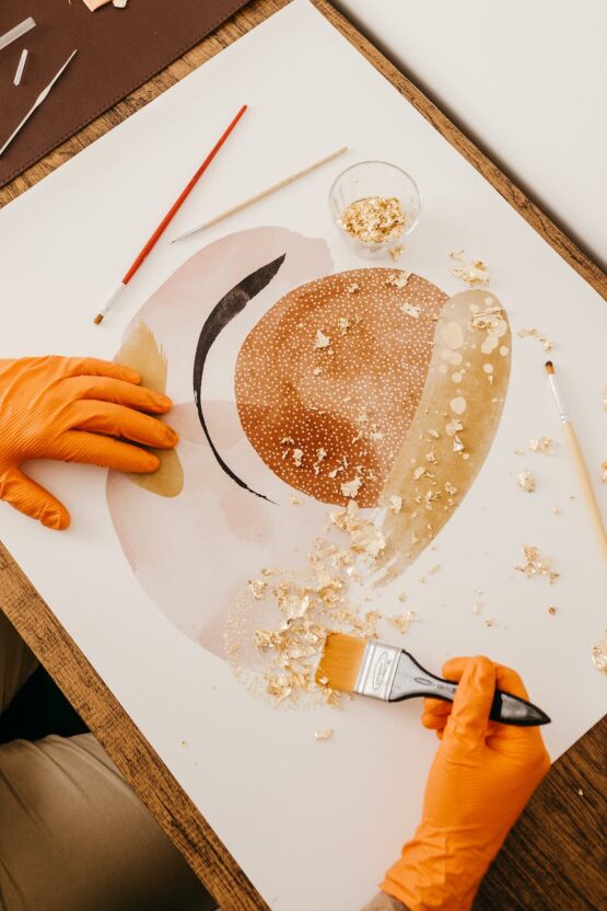 artist drawing abstract minimalistic picture