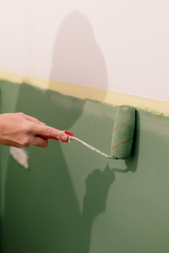 person painting wall in apartment