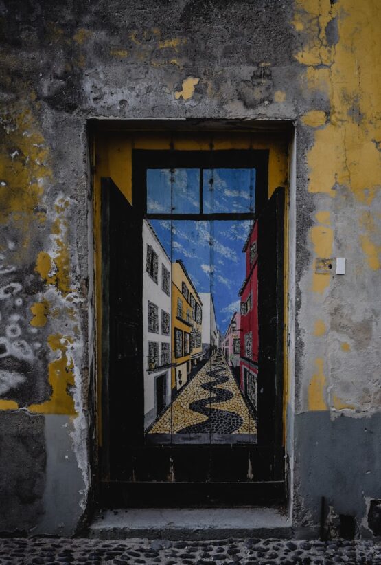 art painting on a wooden door