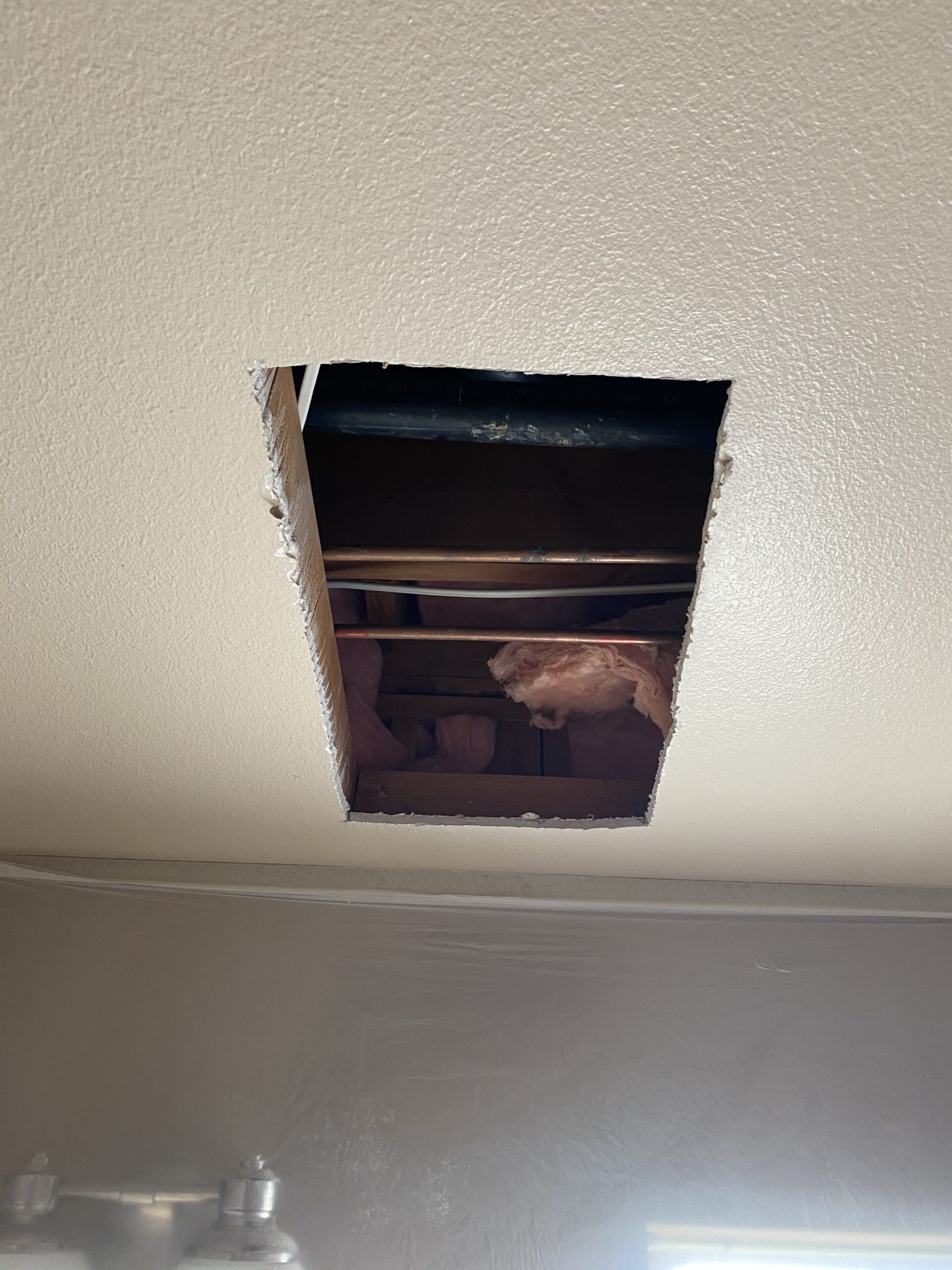 Bathroom ceiling drywall repair before