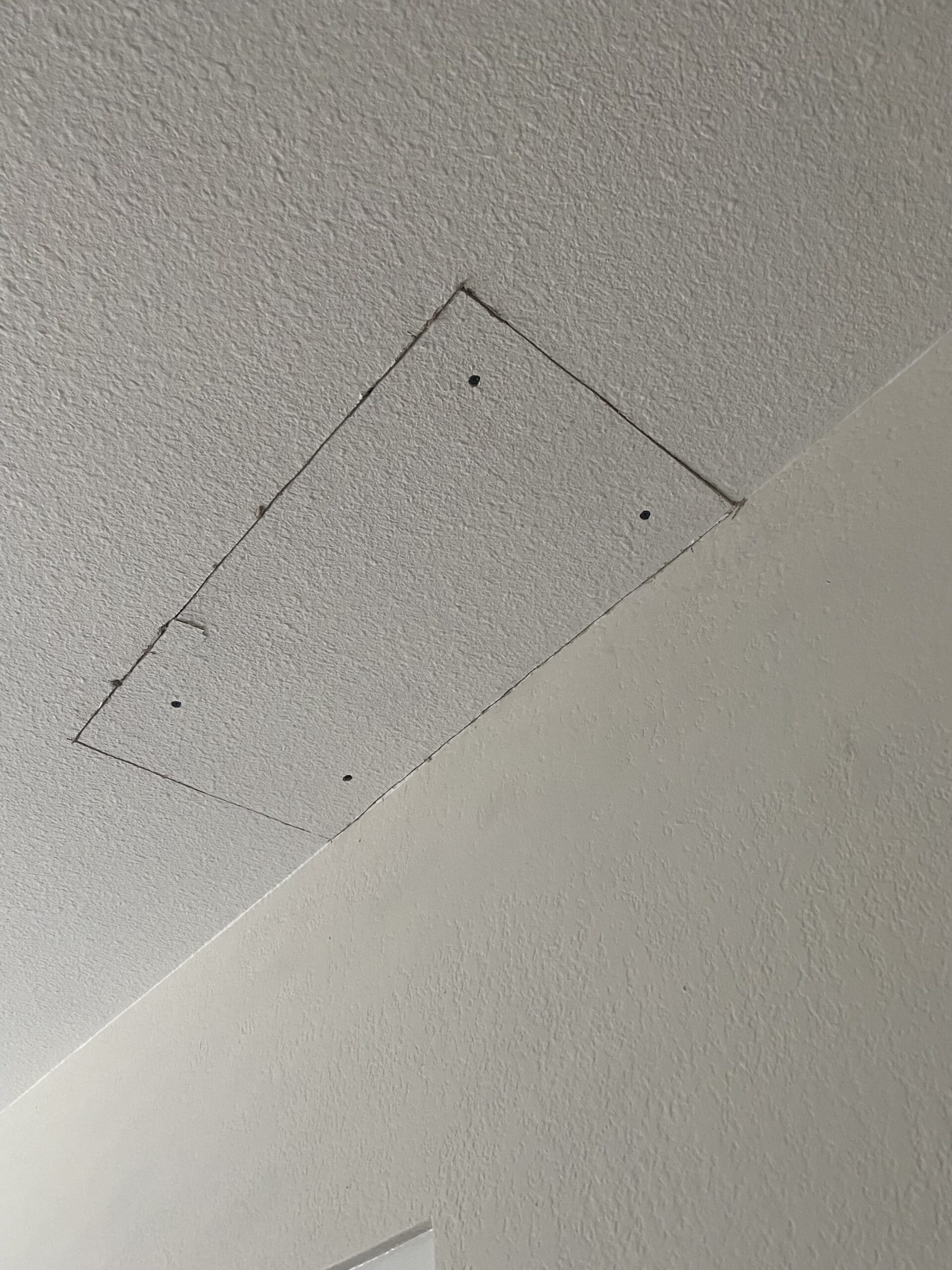 Bedroom ceiling drywall repair before