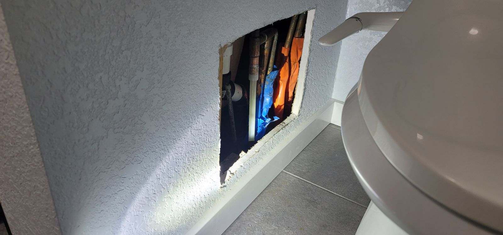 Bathroom drywall repair before