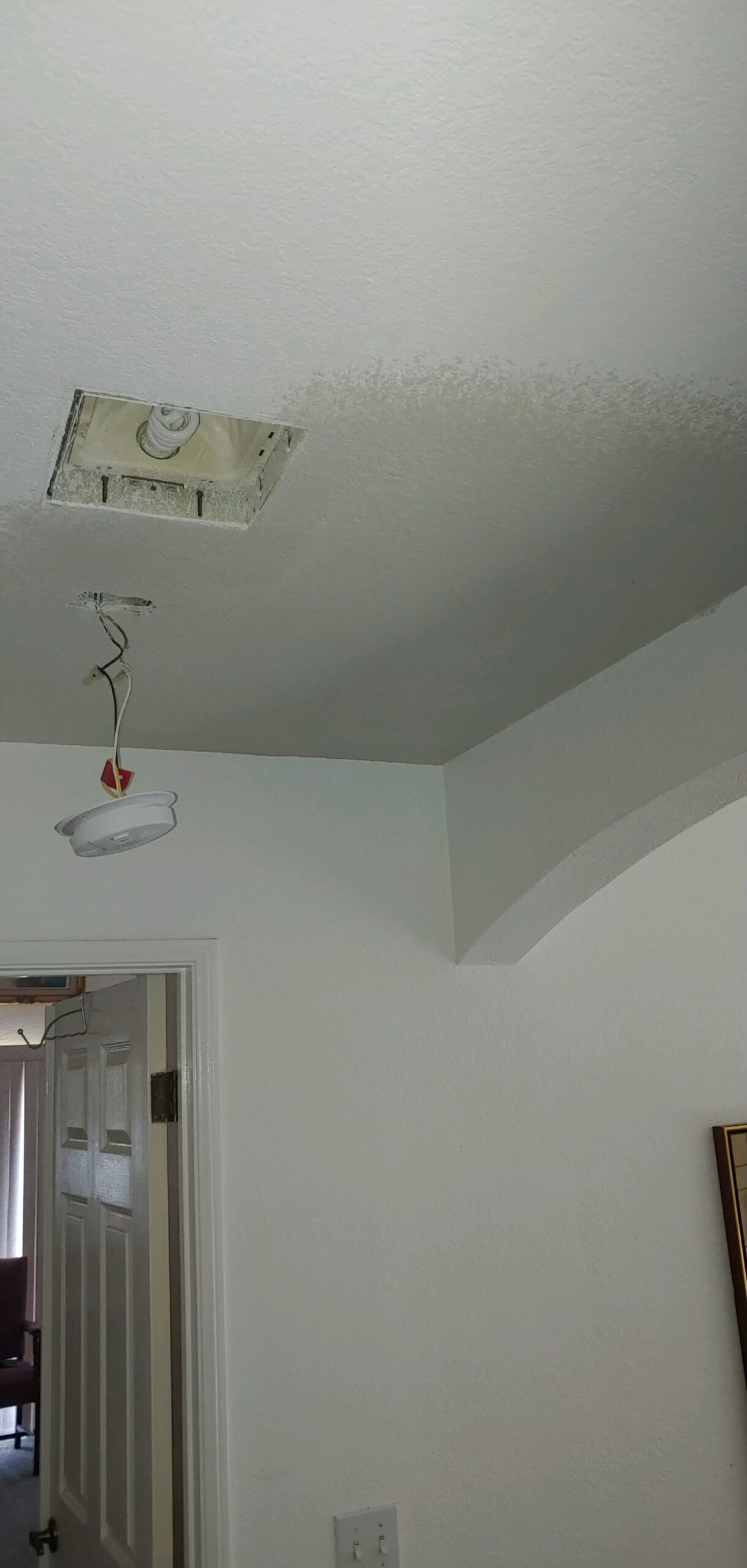 Ceiling water damage drywall repair after