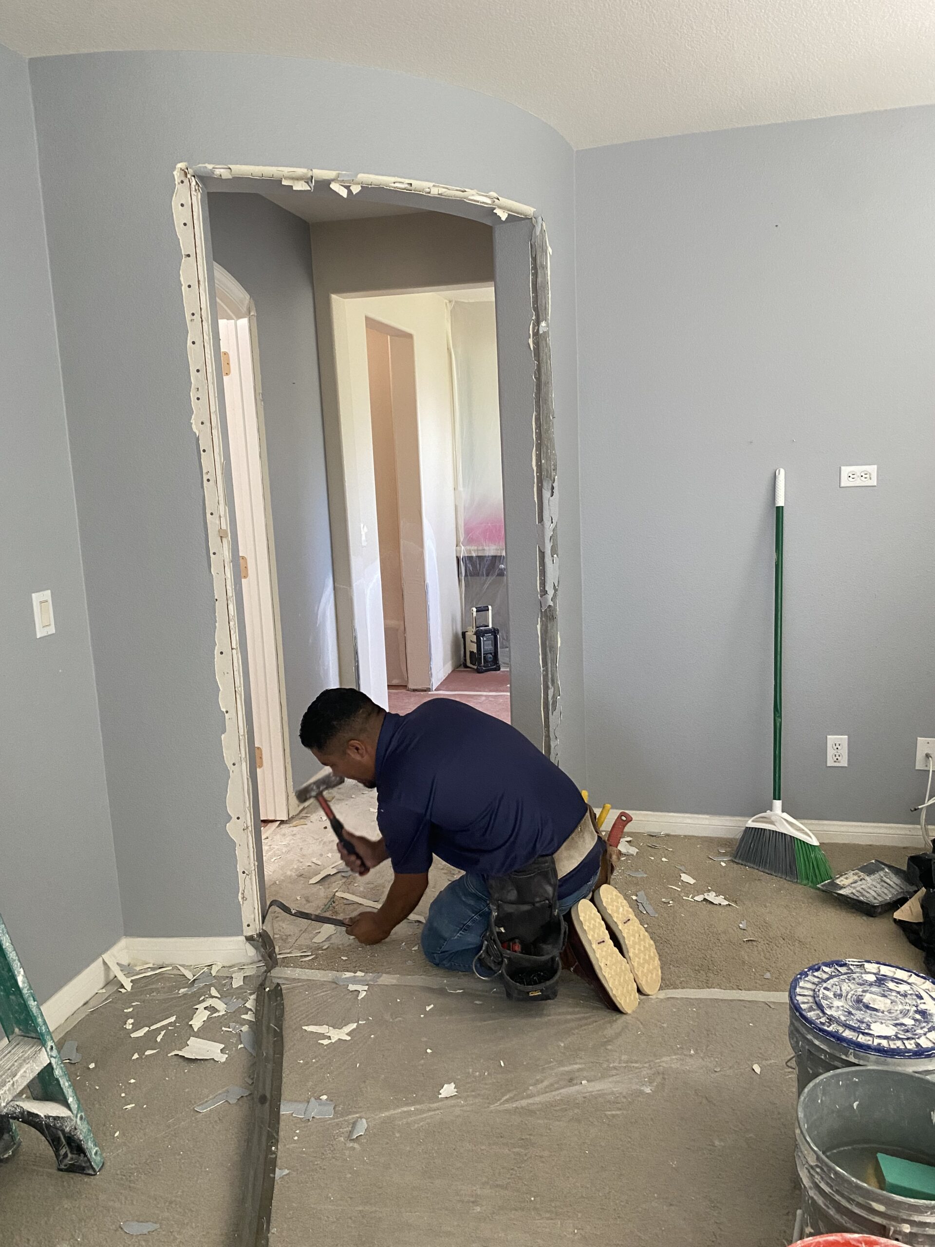 Curved wall removal before