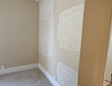 Living room smooth texture drywall repair after