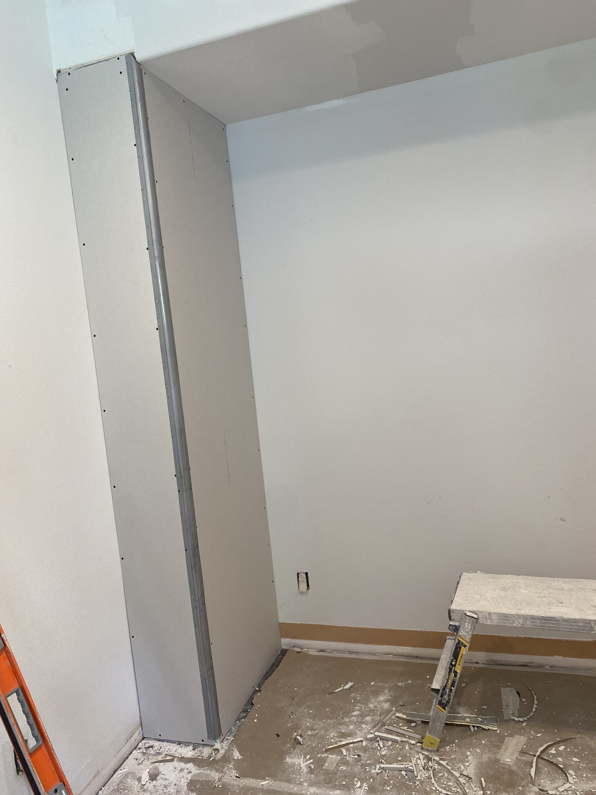 Drywall wall extension during