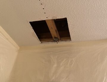 Before shower ceiling drywall repair