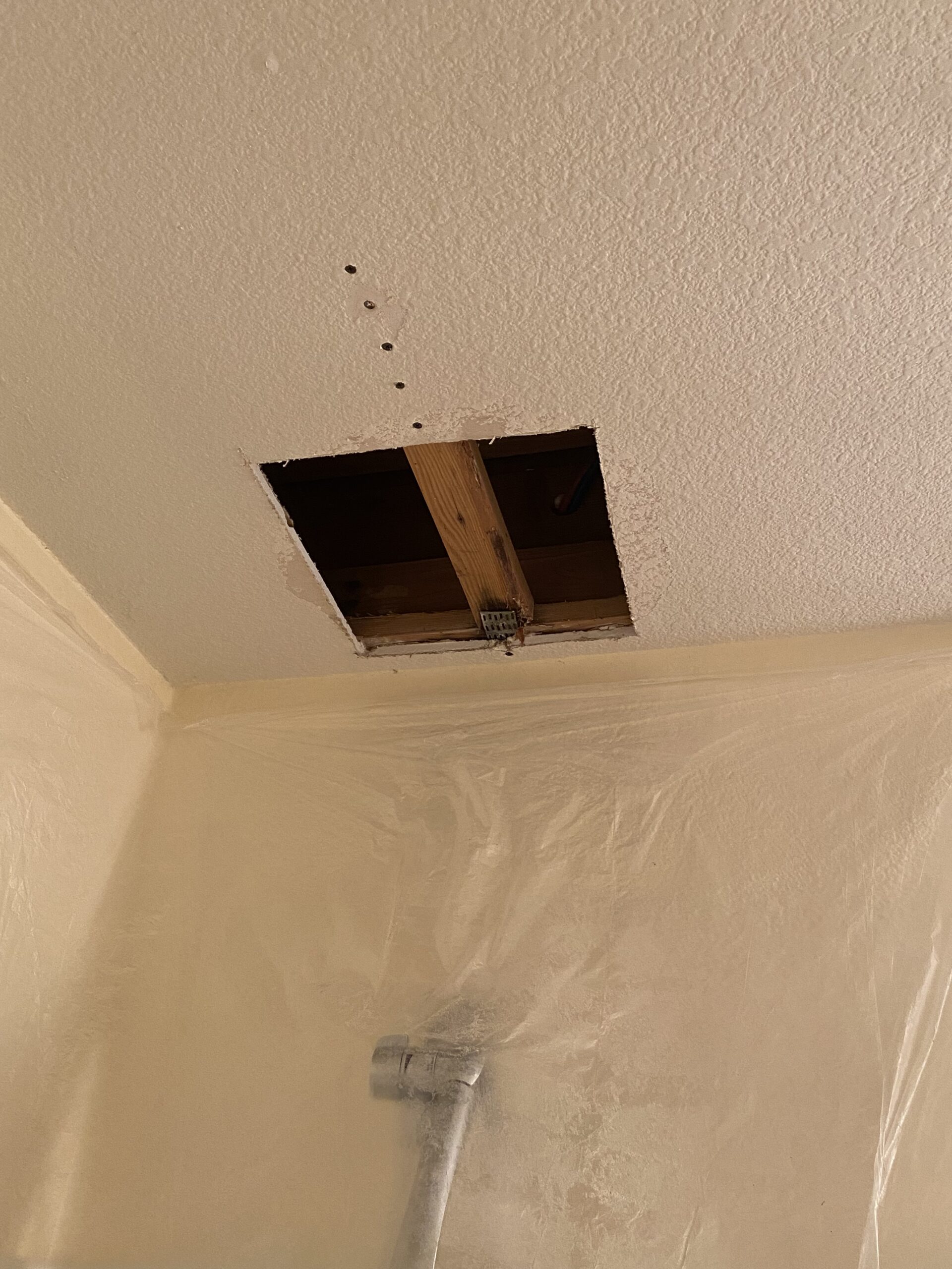 Before shower ceiling drywall repair