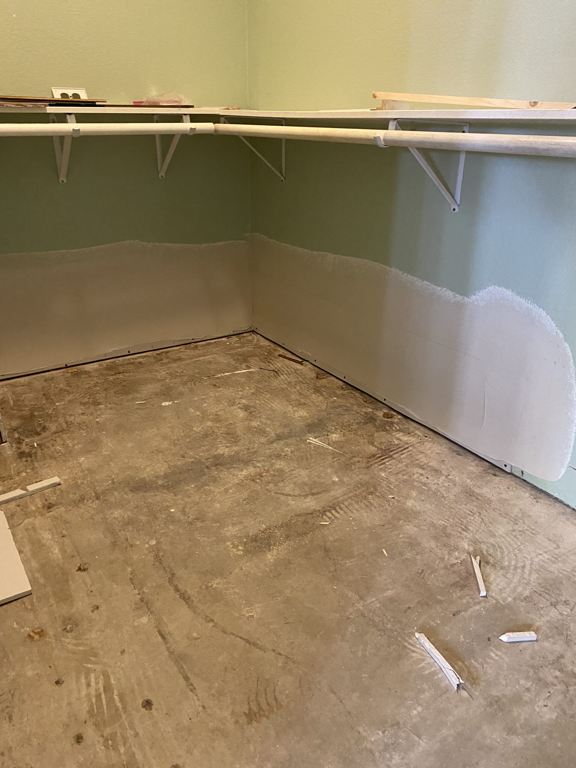 Master closet drywall repair after