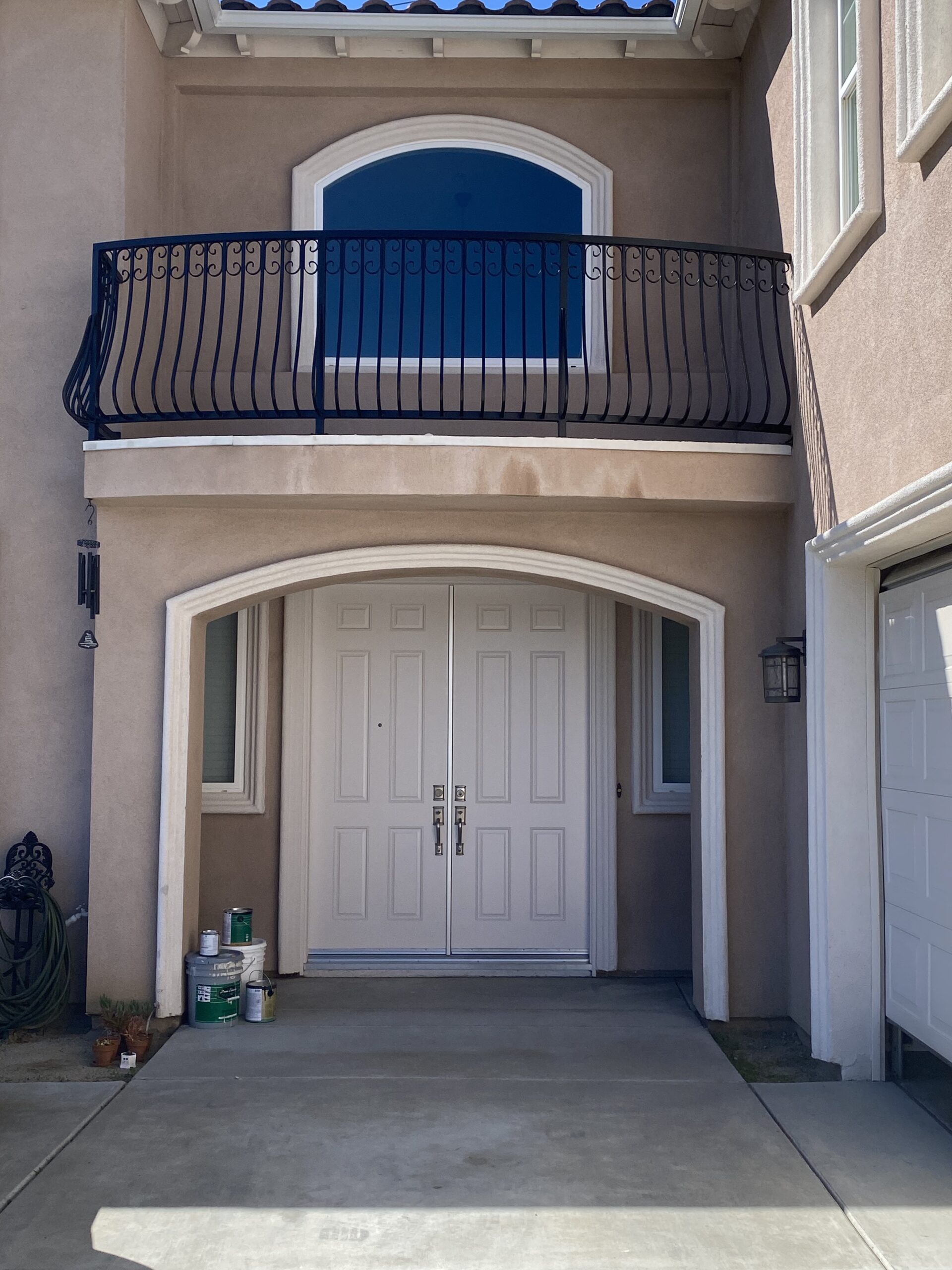 Wrought iron and front door paint after