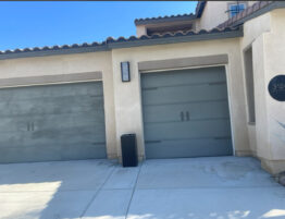 Two car garage doors paint before