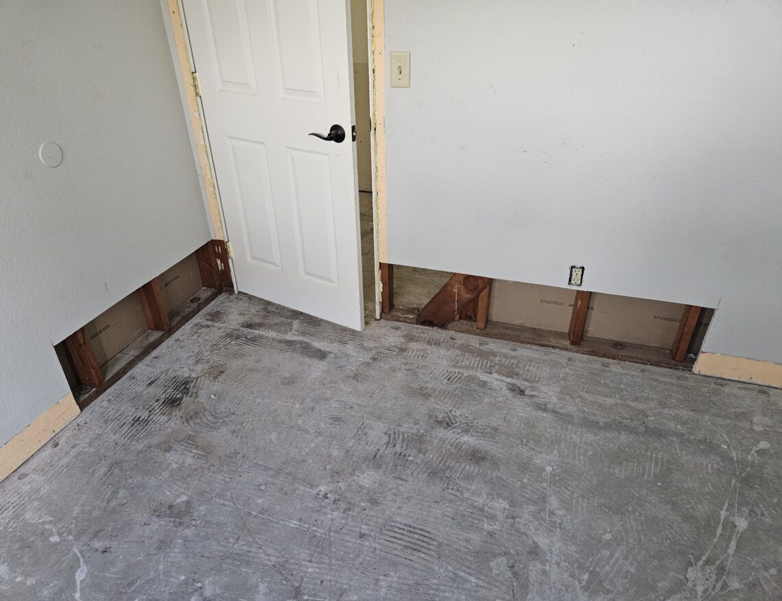 Bedroom drywall repair before