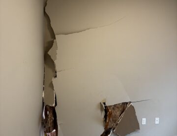Garage drywall repair in house before
