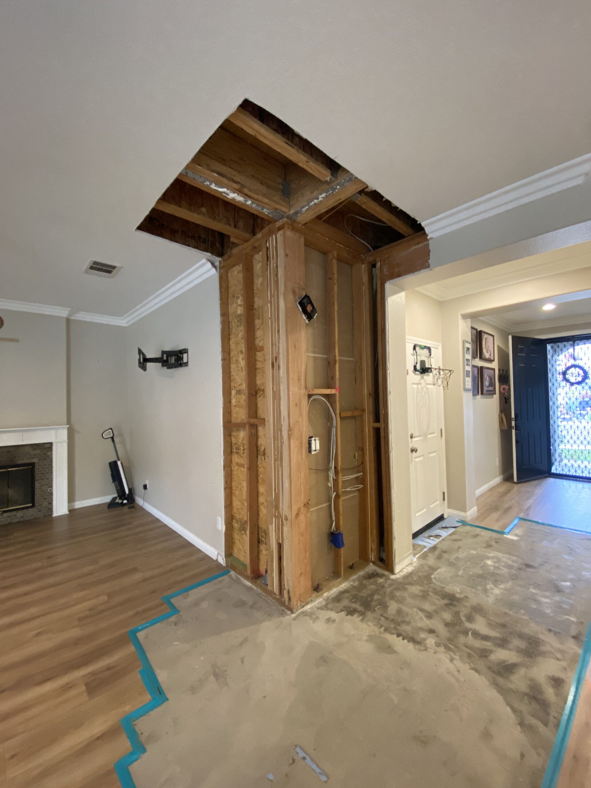 Water damage drywall repair before in Menifee ca