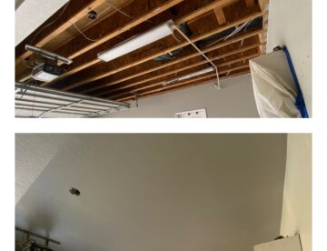 Garage ceiling drywall repair before and after in Menifee ca